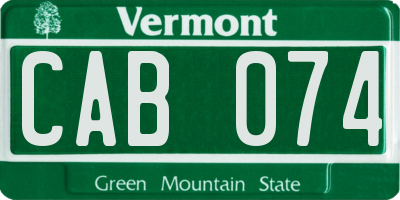 VT license plate CAB074