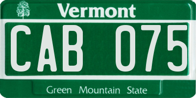 VT license plate CAB075