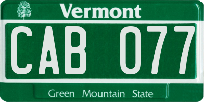 VT license plate CAB077