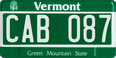 VT license plate CAB087