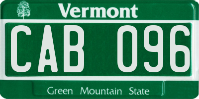 VT license plate CAB096
