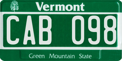 VT license plate CAB098