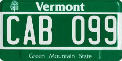 VT license plate CAB099