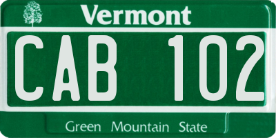 VT license plate CAB102