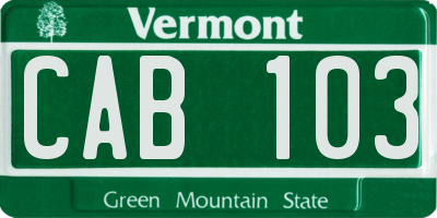 VT license plate CAB103