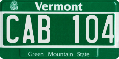 VT license plate CAB104
