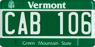 VT license plate CAB106