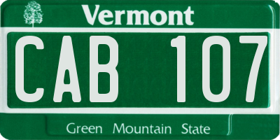 VT license plate CAB107