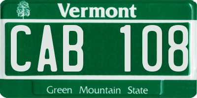 VT license plate CAB108