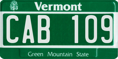 VT license plate CAB109