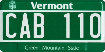 VT license plate CAB110