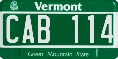 VT license plate CAB114
