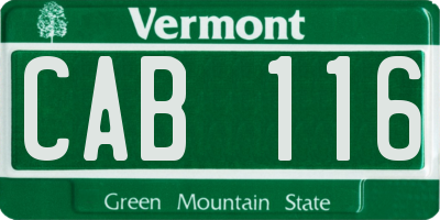 VT license plate CAB116