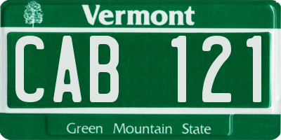 VT license plate CAB121