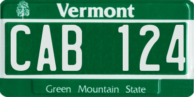 VT license plate CAB124