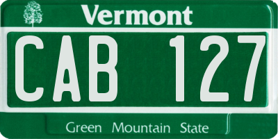 VT license plate CAB127