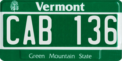 VT license plate CAB136