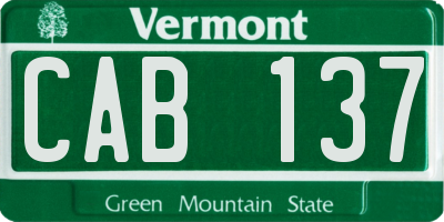 VT license plate CAB137