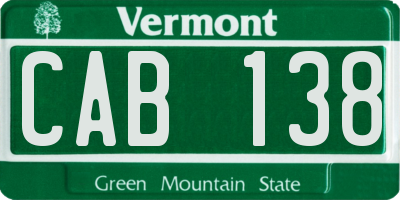 VT license plate CAB138