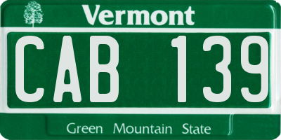 VT license plate CAB139