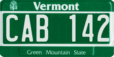 VT license plate CAB142