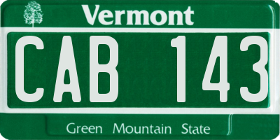 VT license plate CAB143