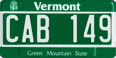 VT license plate CAB149