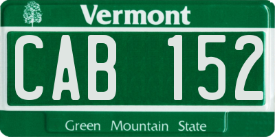 VT license plate CAB152