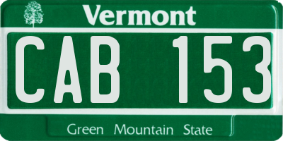 VT license plate CAB153