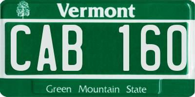 VT license plate CAB160
