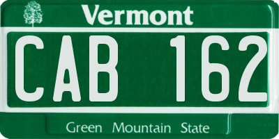 VT license plate CAB162