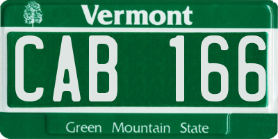 VT license plate CAB166
