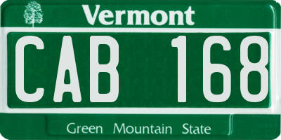 VT license plate CAB168
