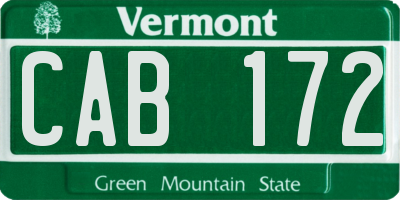 VT license plate CAB172
