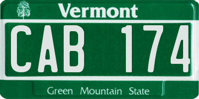 VT license plate CAB174