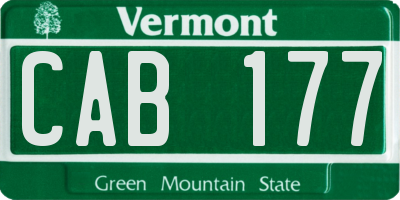 VT license plate CAB177