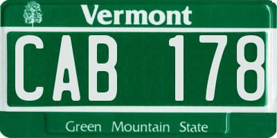 VT license plate CAB178