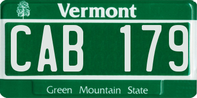 VT license plate CAB179