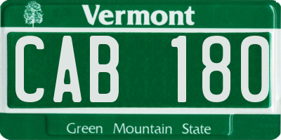 VT license plate CAB180