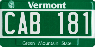 VT license plate CAB181