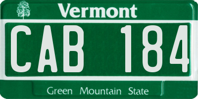 VT license plate CAB184