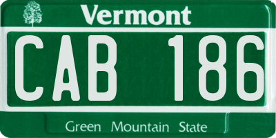 VT license plate CAB186