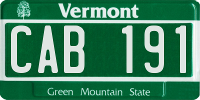 VT license plate CAB191