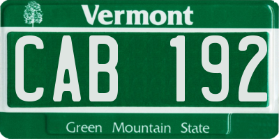 VT license plate CAB192
