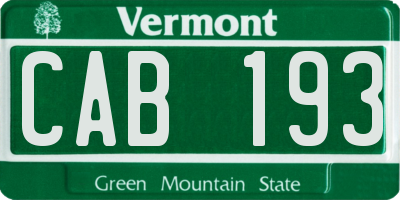 VT license plate CAB193