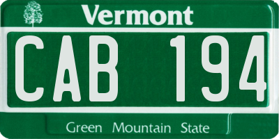 VT license plate CAB194