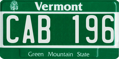 VT license plate CAB196