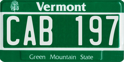 VT license plate CAB197