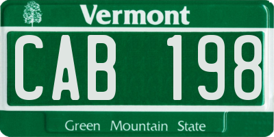VT license plate CAB198