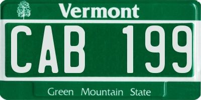 VT license plate CAB199